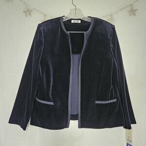 Act III Size 12 Vintage Black Open Front Velvet Blazer Whimsigoth Gothic Jacket